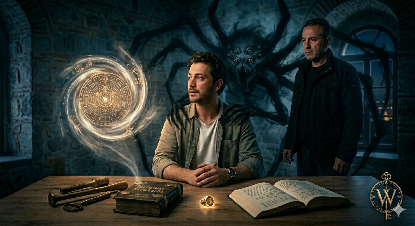 Eine konzeptionelle Darstellung einer Ehe mit einem Inkubus, die den Kontrast zwischen einer prachtvollen Täuschung und einer dunklen parasitären Wesenheit zeigt, während spiritueller Schutz verloren geht.