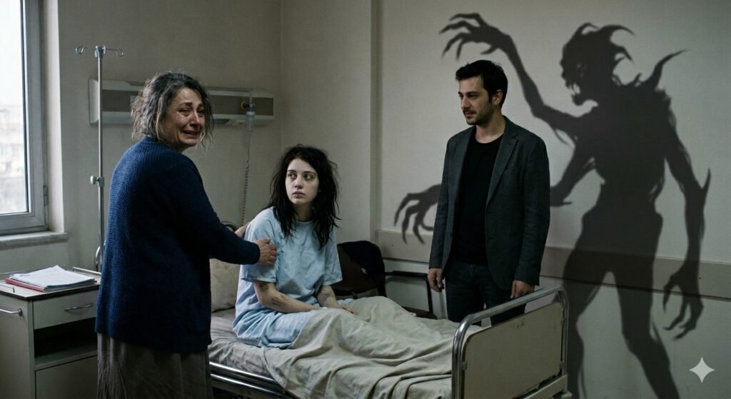 Physische Handabdruck-Hämatome auf Solines Haut als Beweis für einen Angriff durch Schattenmenschen, dokumentiert in einem Krankenhaus in Izmir.