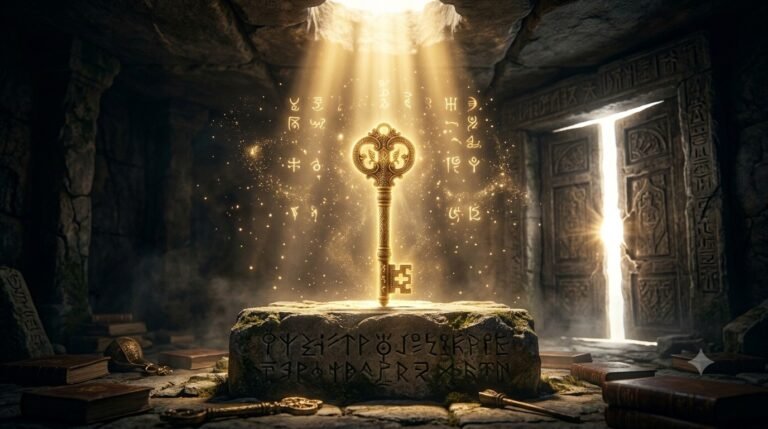 goldener Schlüssel im Traum islamische Bedeutung — spirituelles Symbol für göttlichen Segen, seltene Gelegenheit und heiligen Zugang