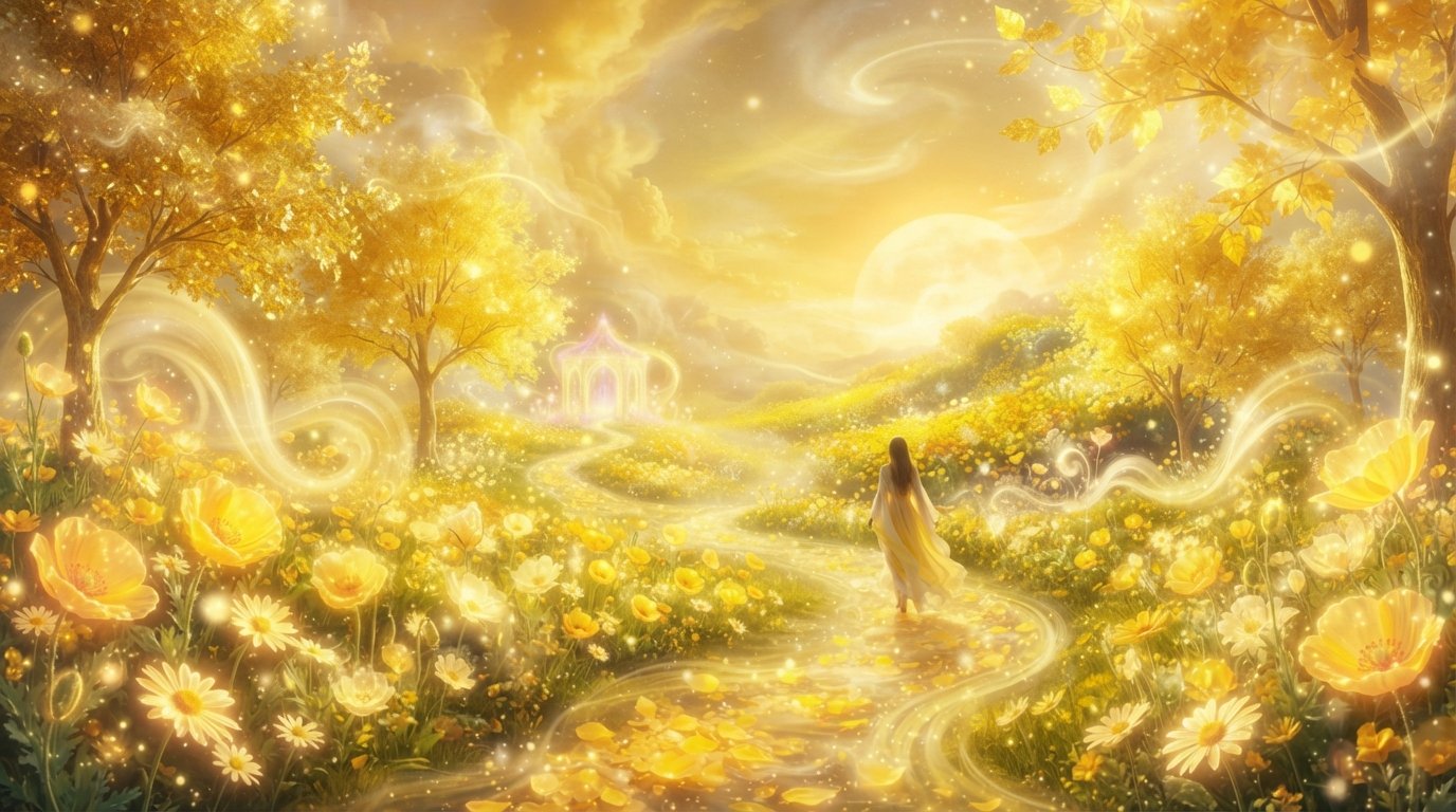 Rêver de jaune : un champ de blé doré au coucher du soleil