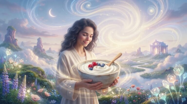 Yogurt dream meaning: a bowl of white yogurt on a wooden table